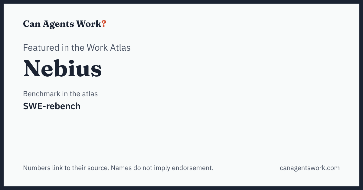 Nebius's agent benchmarks, mapped onto the world of work: