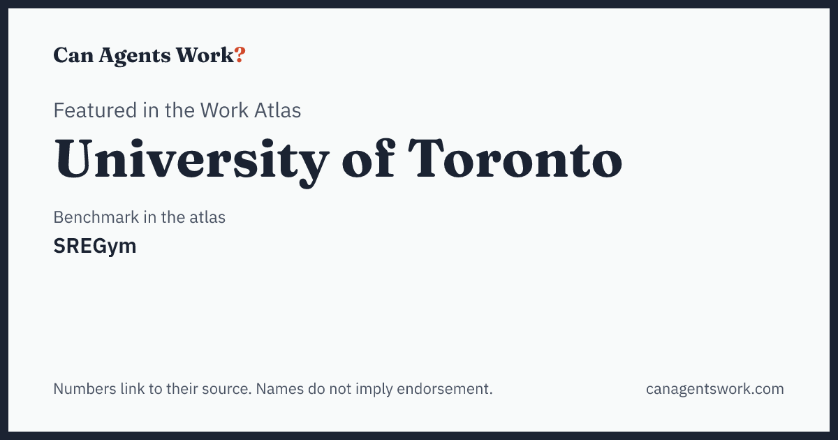 University of Toronto's agent benchmarks, mapped onto the world of work: